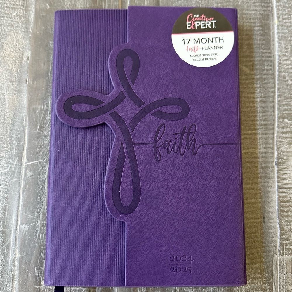 Faith Cross Purple Leatherette Planner Book